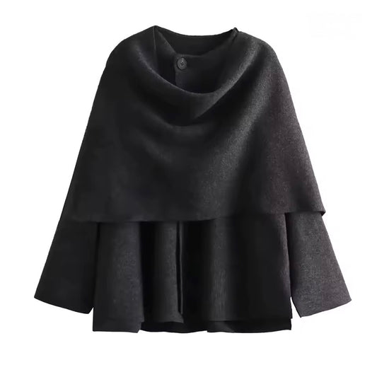MANTEAU STRUCTURÉ À DRAPÉ INTÉGRÉ