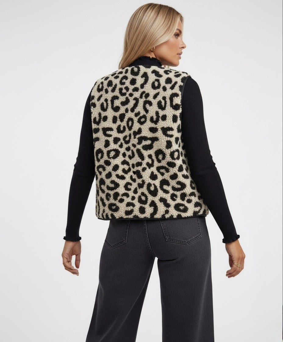 GILET TEXTURÉ À MOTIF LÉOPARD