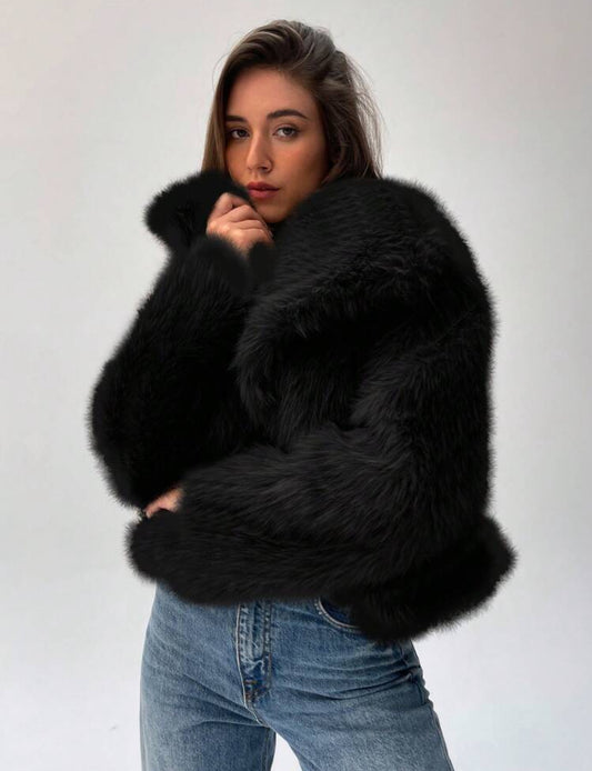 Fur effect down jacket • Women