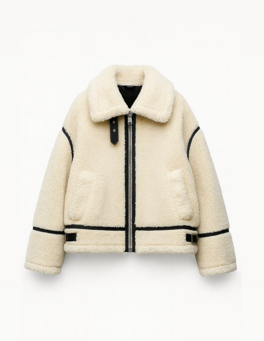 VESTE EFFET LAINE COL REVERS