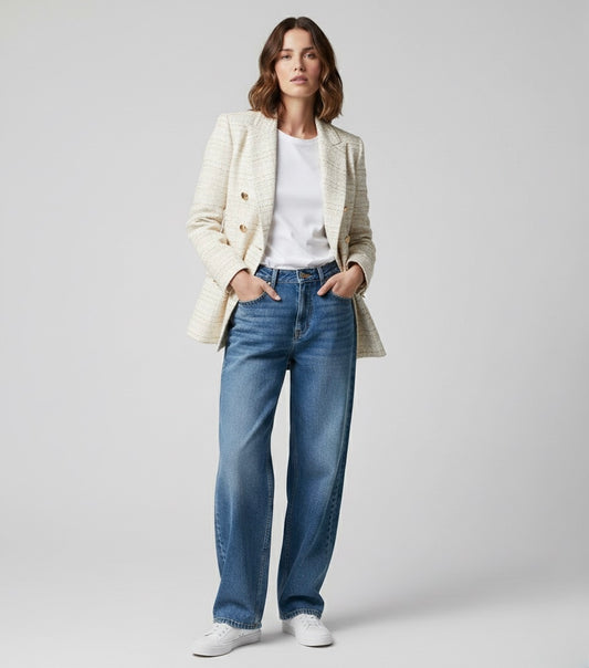 BLAZER TEXTURÉ À DOUBLE BOUTONNAGE