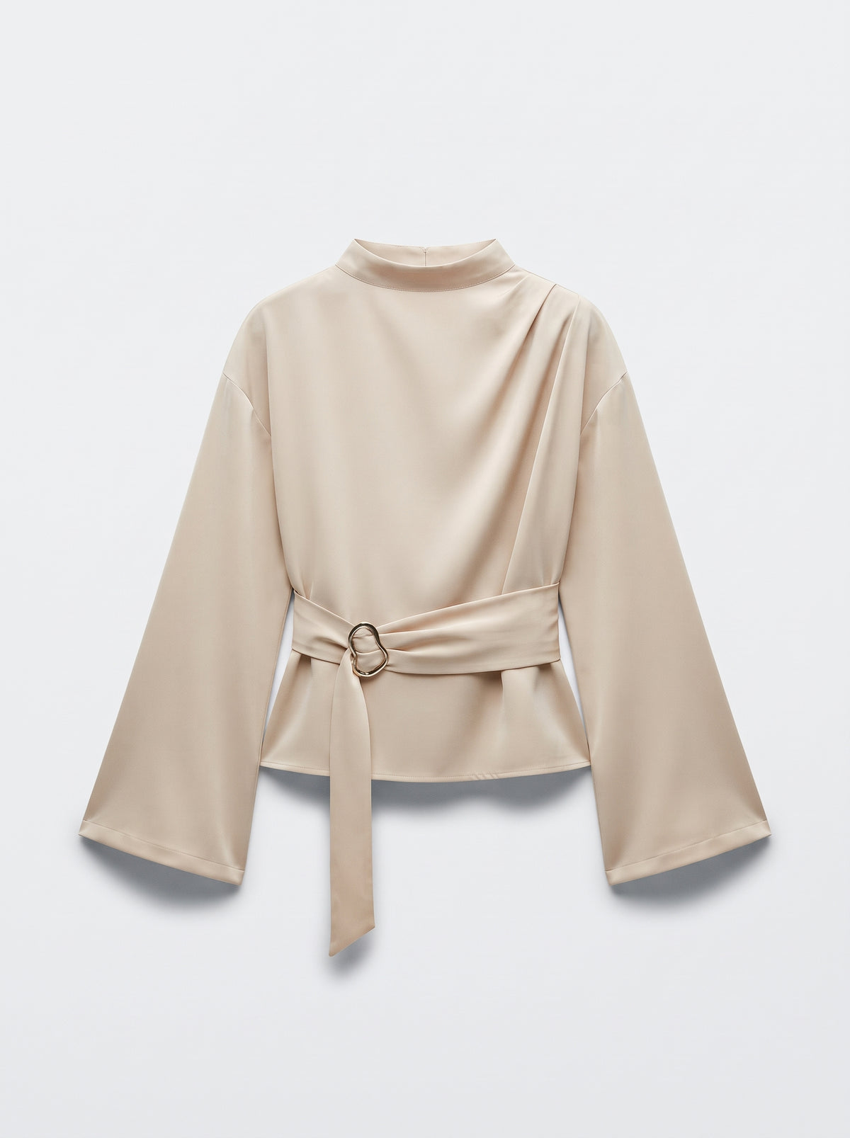 BLOUSE À COL MONTANT ET CEINTURE INTÉGRÉE