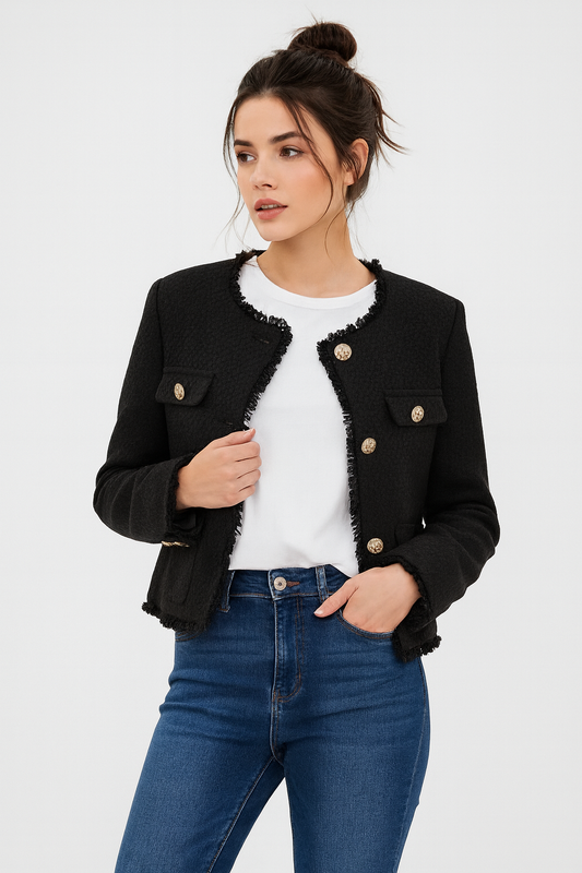 VESTE COURTE EFFET TWEED