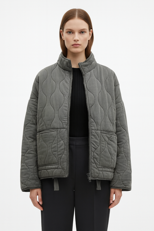 BLOUSON MATELASSÉ OVERSIZE À LIENS