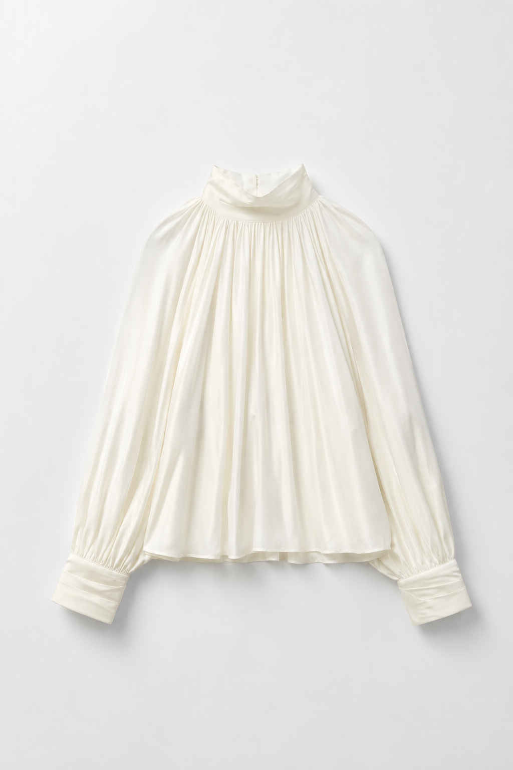 BLOUSE PLISSÉE COL MONTANT