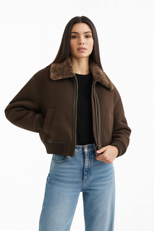 BLOUSON BOMBER DOUBLÉ FOURRURE