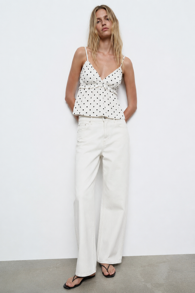 TOP PÉPLUM À POIS