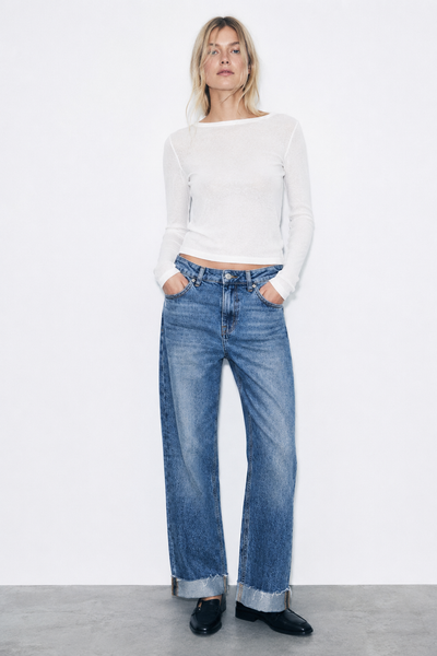 JEANS DROIT À REBORD DROIT