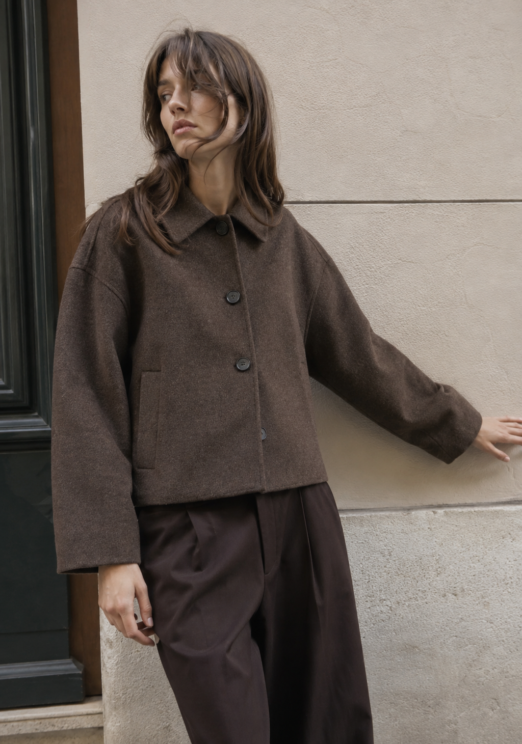 STRAIGHT WOOL-LOOK COAT