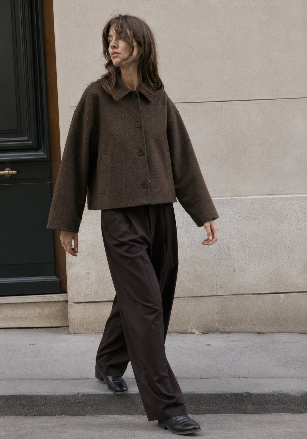 MANTEAU DROIT EFFET LAINE