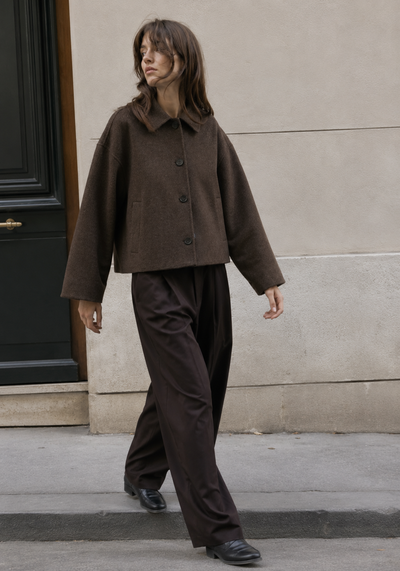 MANTEAU DROIT EFFET LAINE