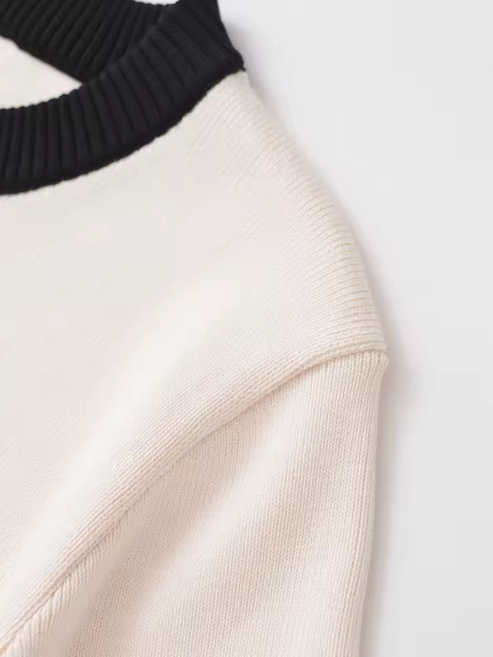 CARDIGAN CONTRASTÉ À BOUTONS DORÉS