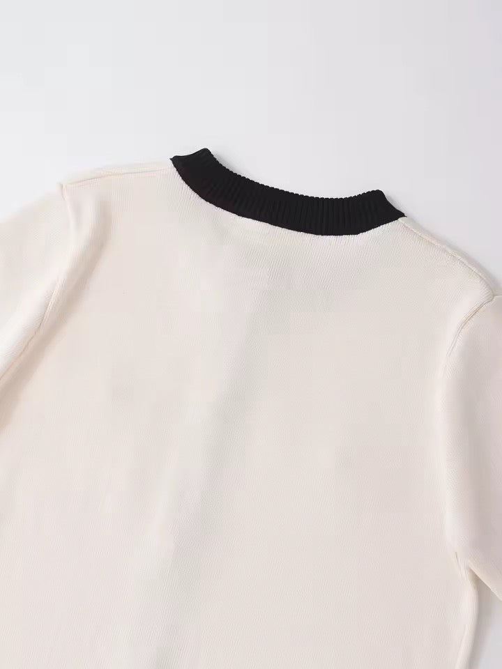 CARDIGAN CONTRASTÉ À BOUTONS DORÉS