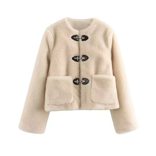 VESTE EN BOUCLETTE AVEC FERMETURES CLIP MÉTAL