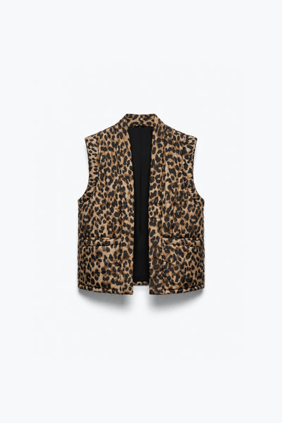 VESTE SANS MANCHES IMPRIMÉE LÉOPARD