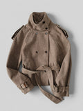 VESTE COURTE STYLE TRENCH À MOTIF PIED-DE-POULE
