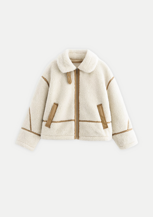 VESTE EFFET LAINE AVEC DÉTAILS CONTRASTÉS