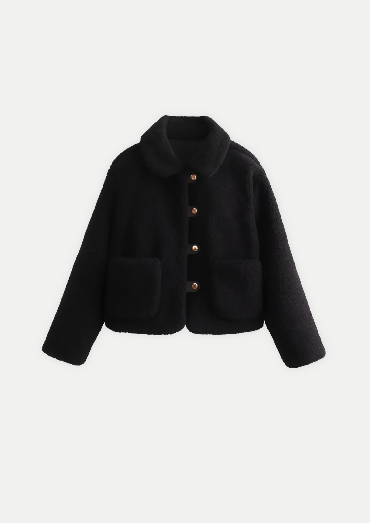 VESTE COURTE EN BOUCLETTE AVEC BOUTONS DORÉS