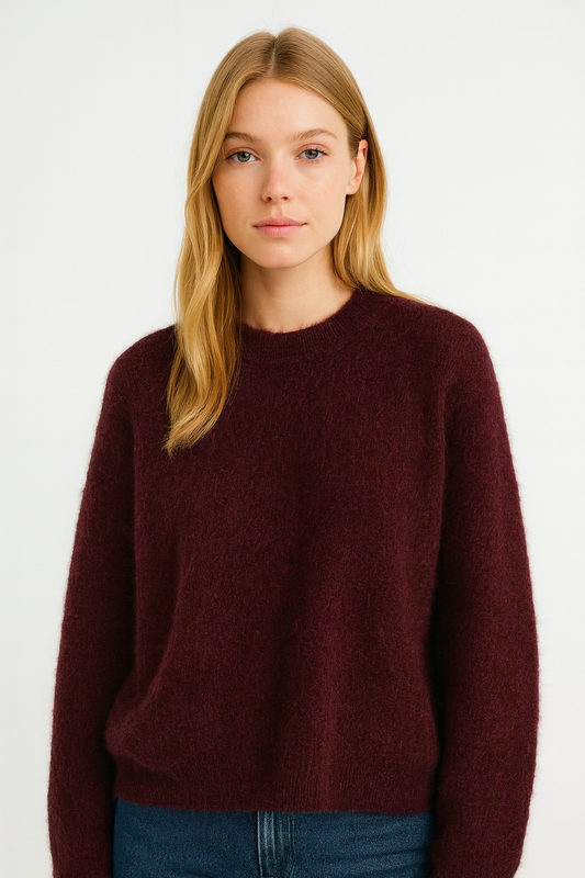Morbido maglione girocollo in maglia 