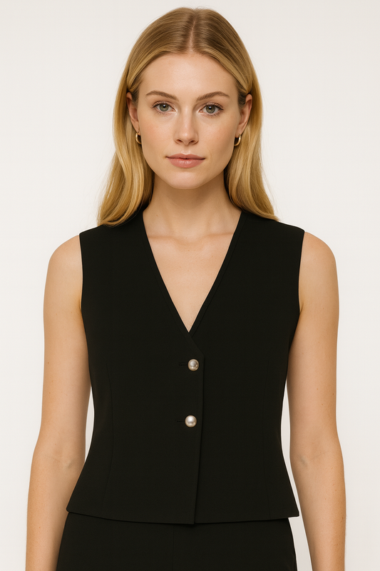 GILET CON SCOLLO A V CON BOTTONI