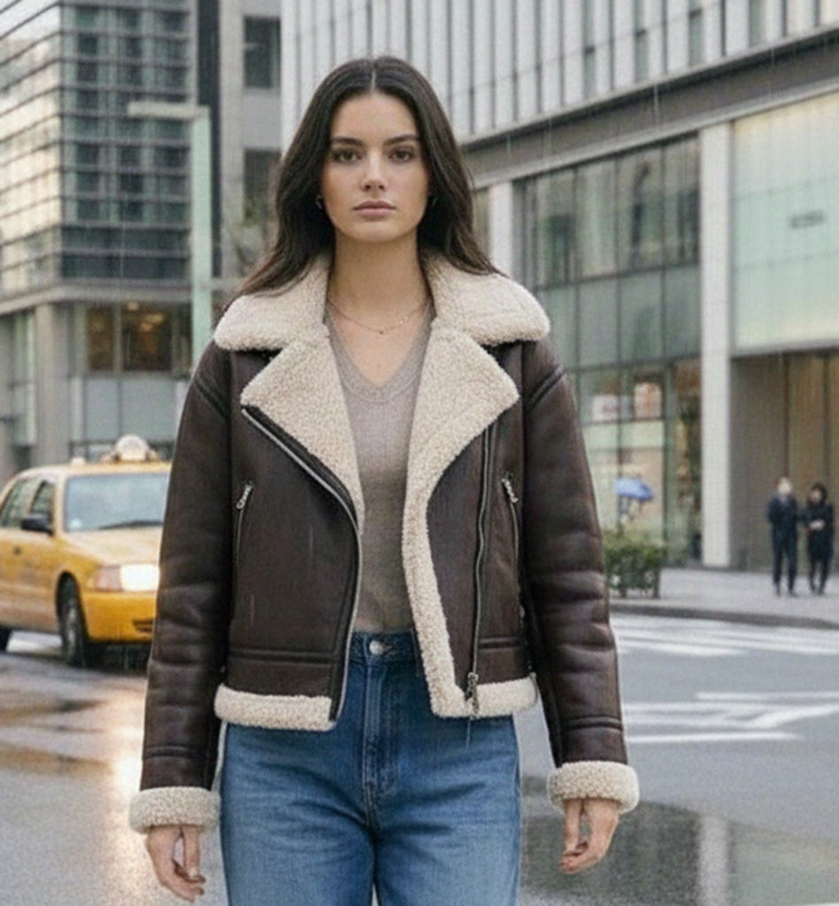 Blouson en cuir PU • Femme