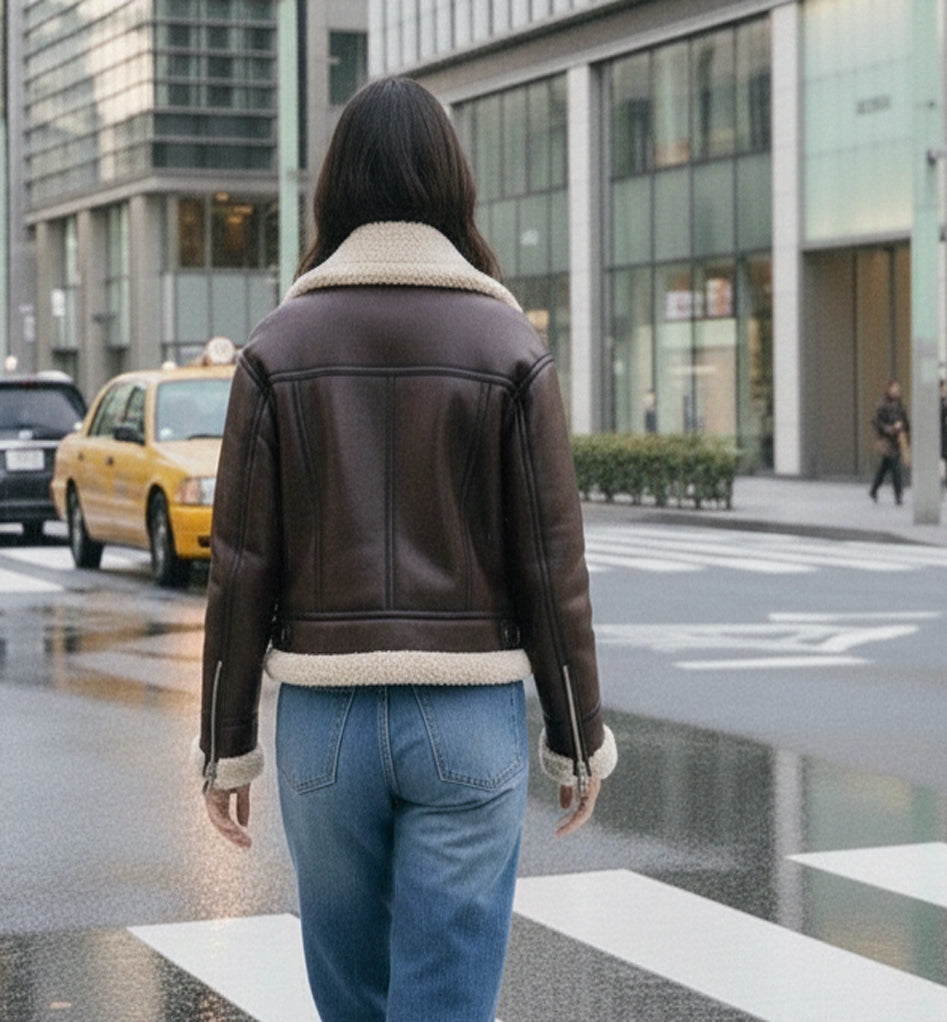Blouson en cuir PU • Femme