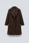 MANTEAU CROISÉ EN LAINE MÉLANGÉE À COL TAILLEUR