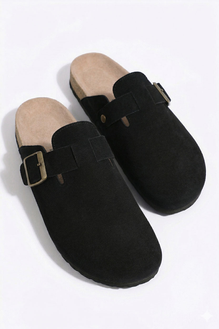 MULES EN DAIM PU Noires