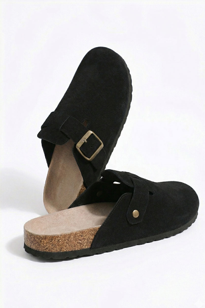 MULES EN DAIM PU Noires
