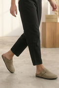 MULES EN DAIM PU TAUPE
