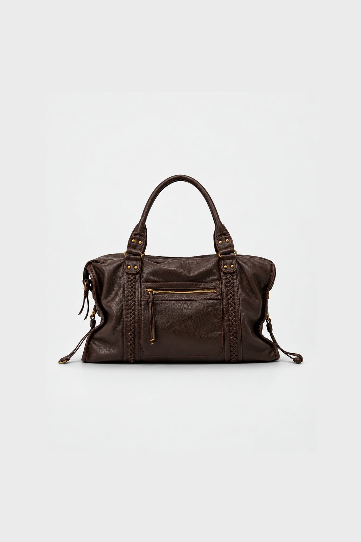 SAC CITY EFFET CUIR VIEILLI À DÉTAILS TRESSÉS