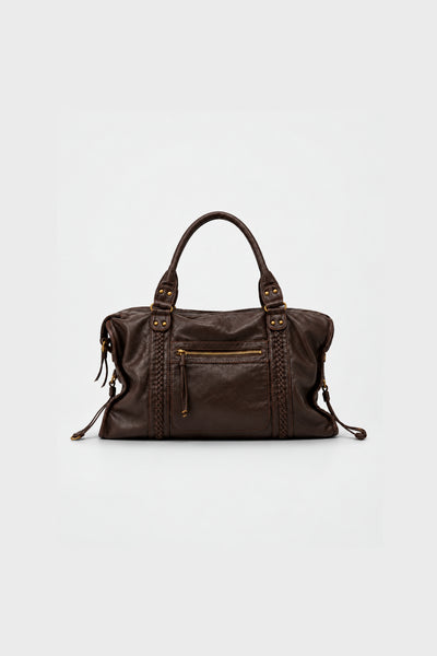 SAC CITY EFFET CUIR VIEILLI À DÉTAILS TRESSÉS
