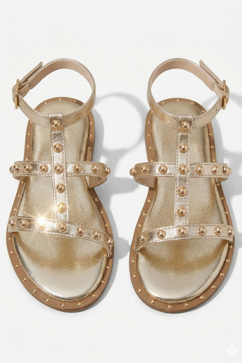 SANDALES DOREES AVEC PERLES