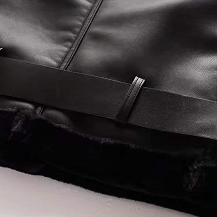BLOUSON PERFECTO EN CUIR ET PEAU LAINÉE
