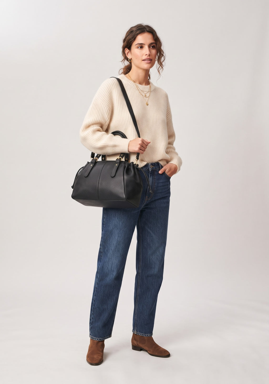SAC À MAIN EN CUIR SYNTHÉTIQUE À LIENS COULISSANTS