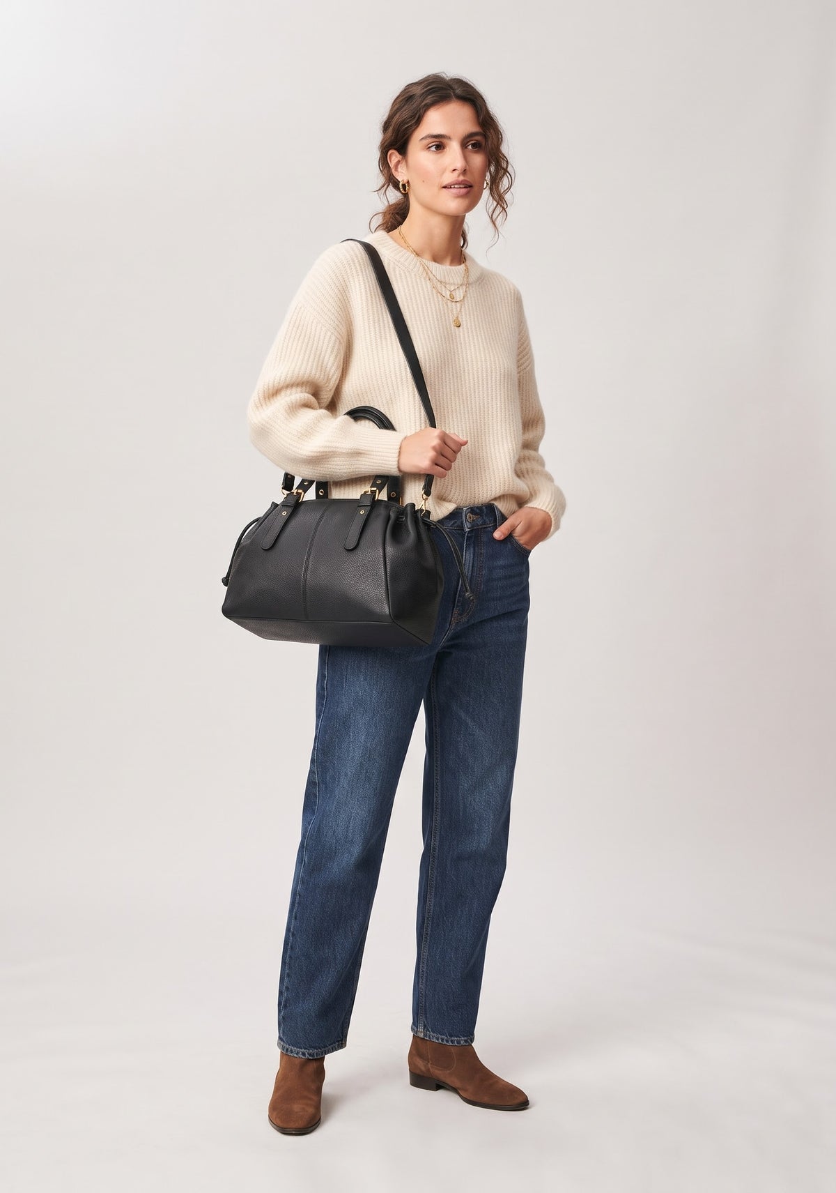 SAC À MAIN EN CUIR SYNTHÉTIQUE À LIENS COULISSANTS