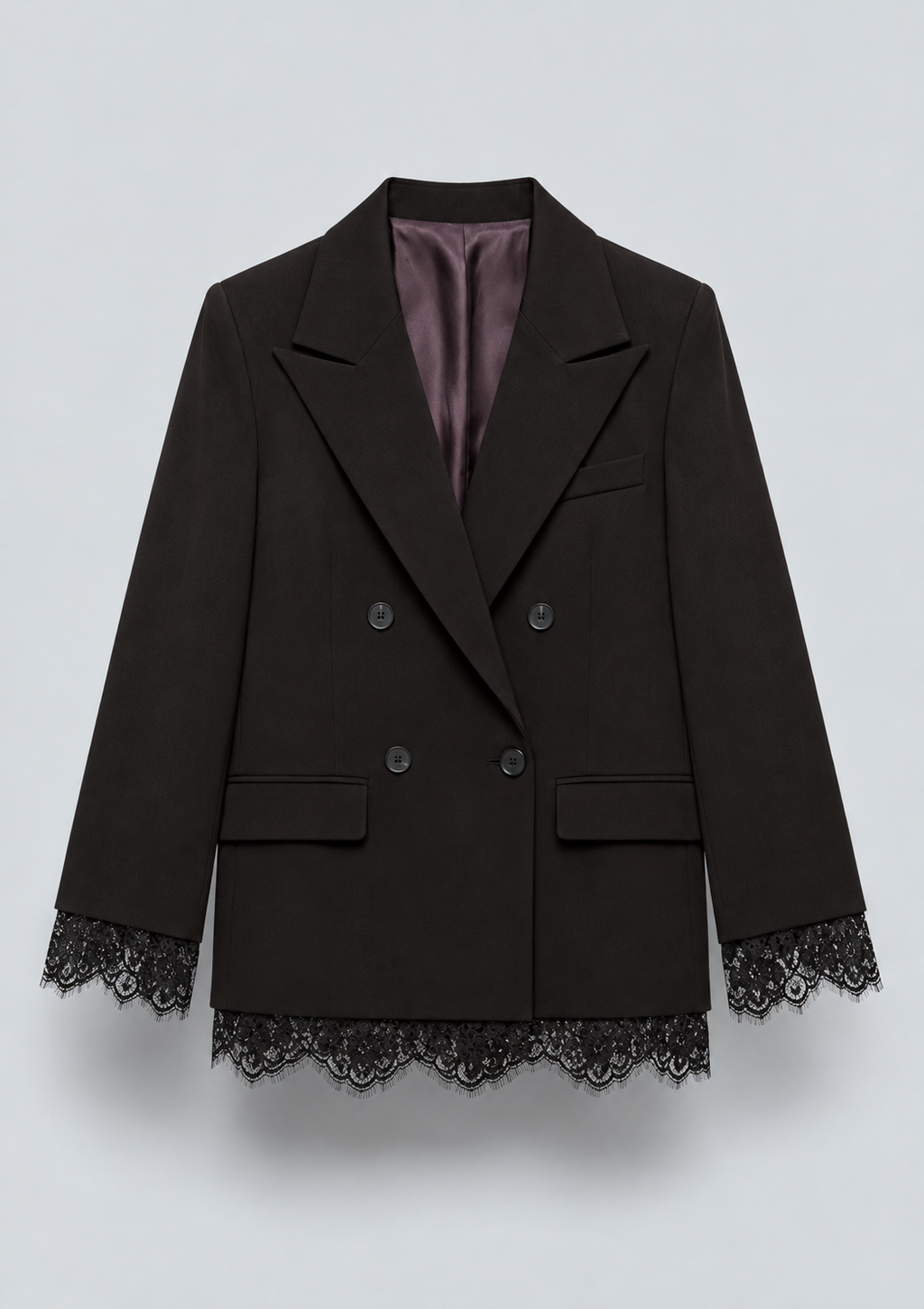BLAZER CROISÉ À FINITIONS EN DENTELLE