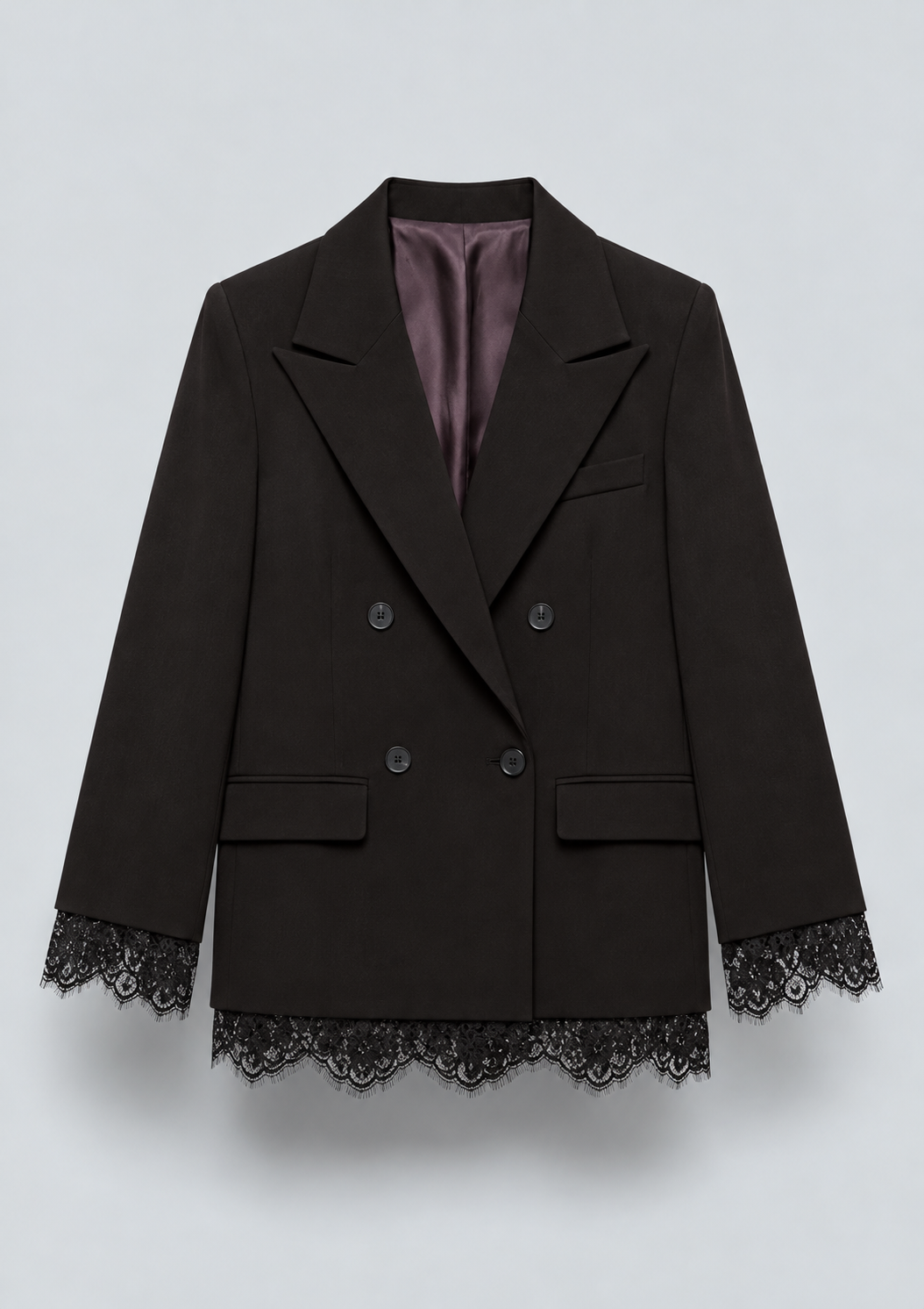 BLAZER CROISÉ À FINITIONS EN DENTELLE