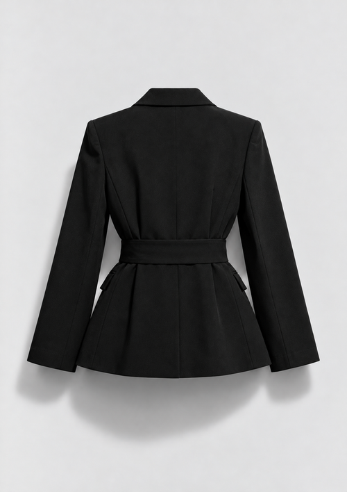 BLAZER CINTRÉ À CEINTURE ET BOUCLE MÉTALLIQUE (Copie)