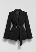 BLAZER CINTRÉ À CEINTURE ET BOUCLE MÉTALLIQUE (Copie)