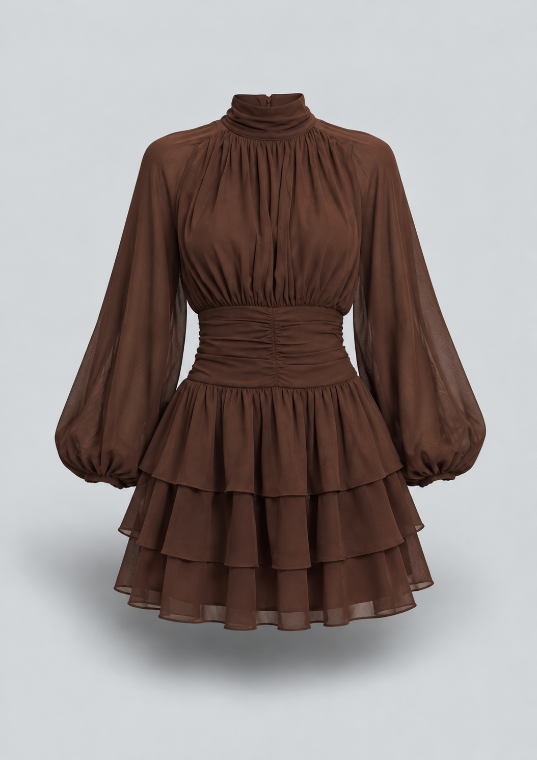 ROBE COURTE À VOLANTS ET TAILLE FRONCÉE