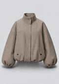VESTE COURTE À CARREAUX ET COL MONTANT