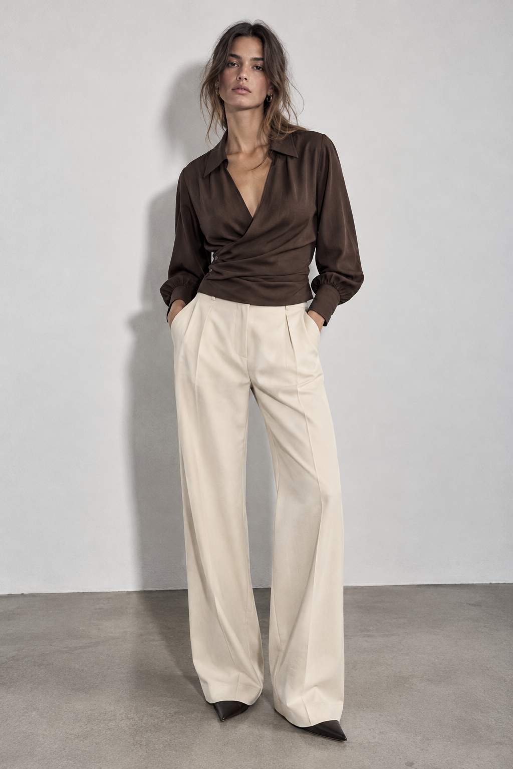 CHEMISE CROISÉE À COL À REVERS
