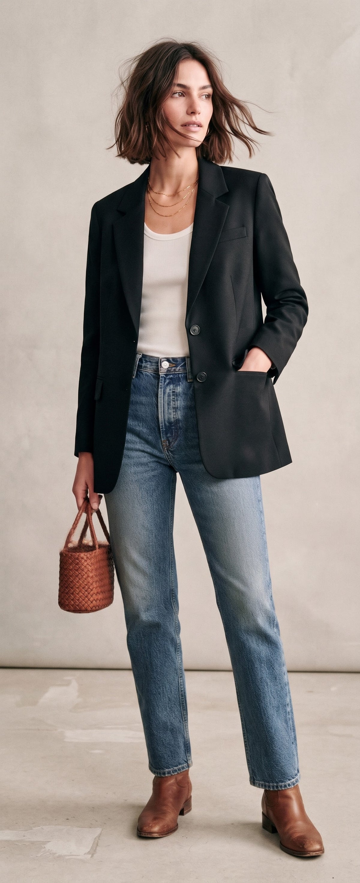 SINGLE-BREASTED STRAIGHT CUT BLAZER