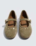 BALERINES EN CUIR SUÉDÉ À CLOUS