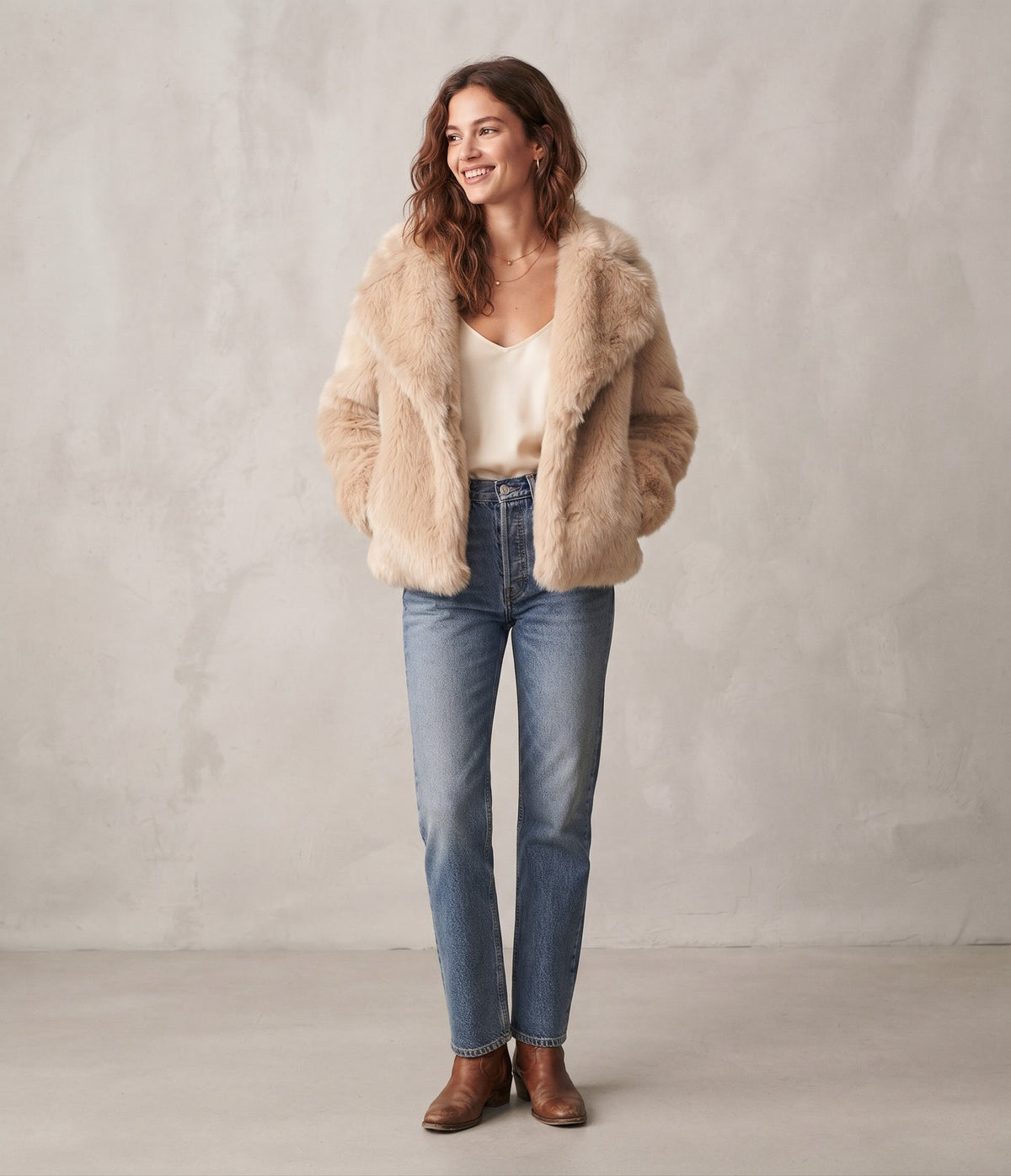 VESTE COURTE EFFET FOURRURE