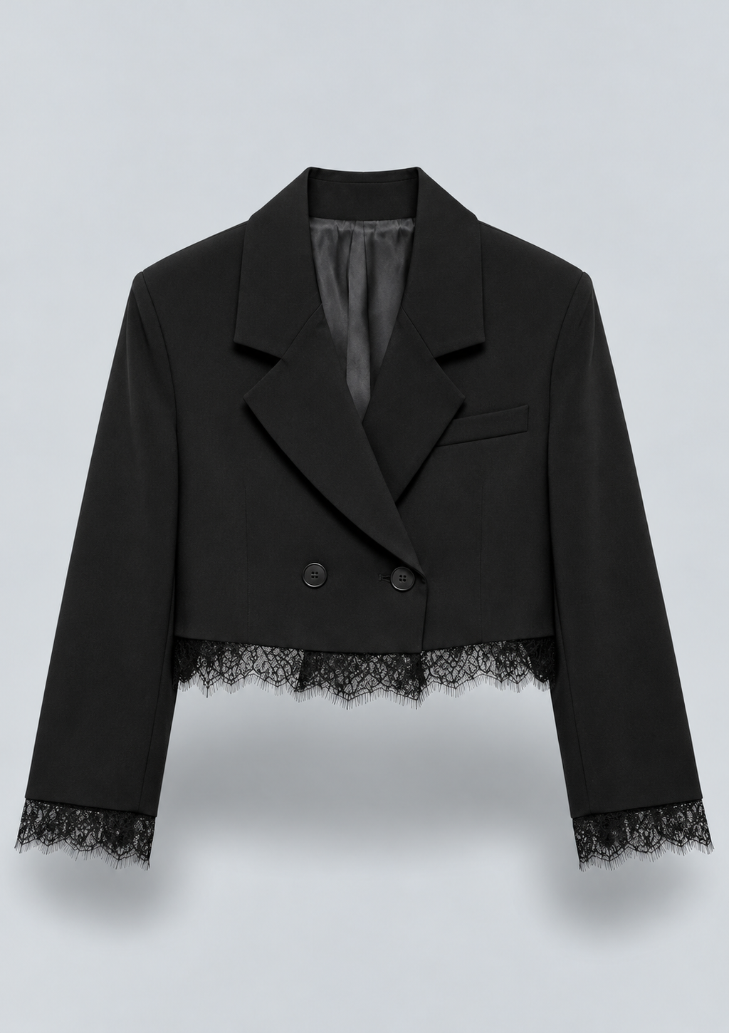BLAZER COURT CROISÉ À FINITIONS EN DENTELLE