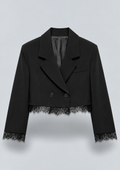BLAZER COURT CROISÉ À FINITIONS EN DENTELLE
