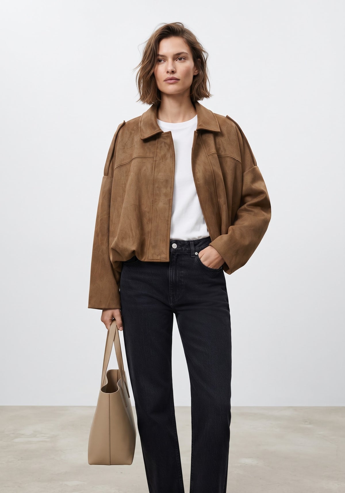 VESTE BOMBER EFFET DAIM OVERSIZE