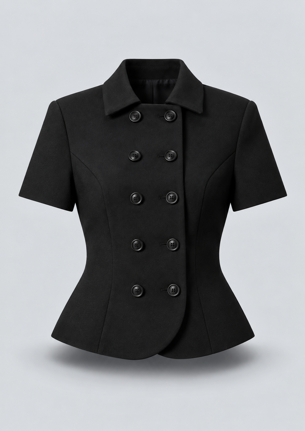 BLAZER CINTRÉ À MANCHES COURTES ET DOUBLE BOUTONNAGE